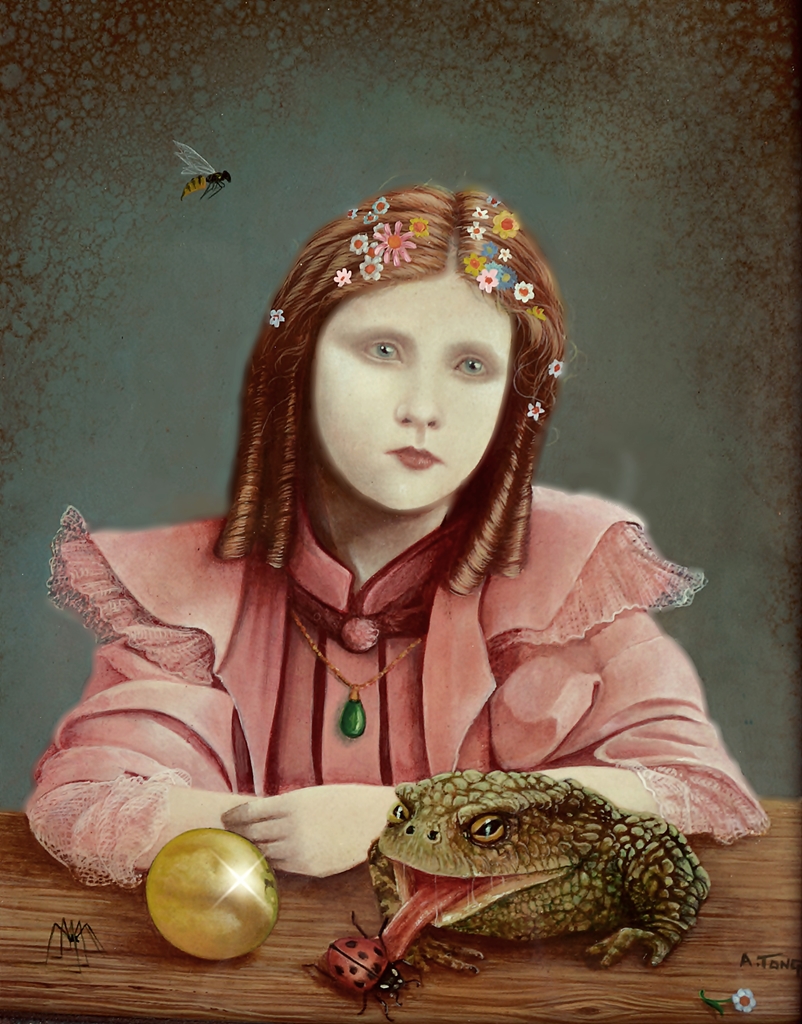 Oil painting based on the frog prince by Brothers Grimm